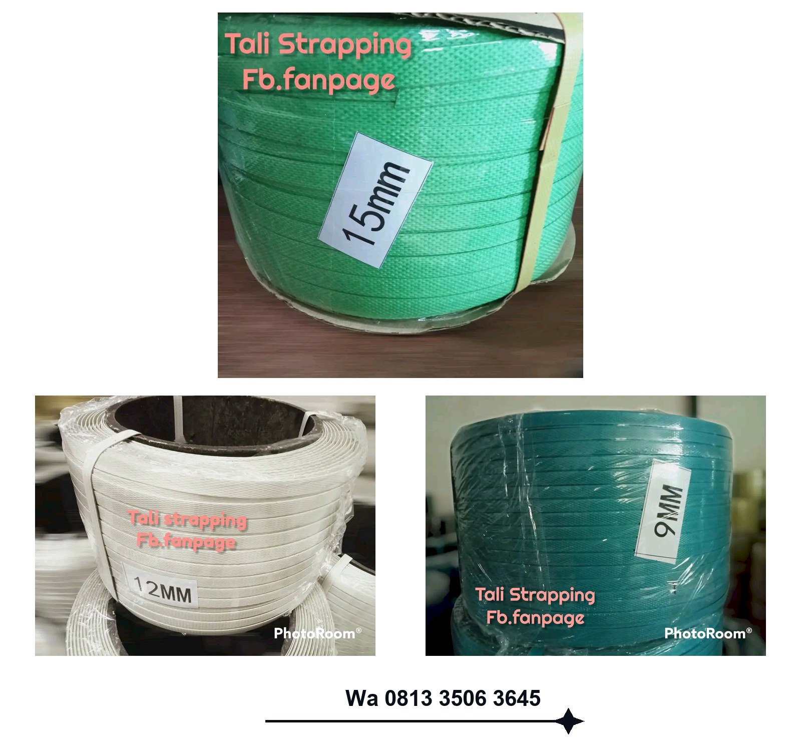 Tali Strappingband PP 9mm 12mm 15mm pilihan warna lengkap
